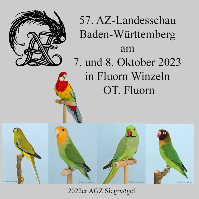 Beitragsbild zur 57.-AZ-Landesschau-Baden-Würtemberg-2023. Bild zeigt die AZ-AGZ-Siegervögel aus dem Vorjahr.