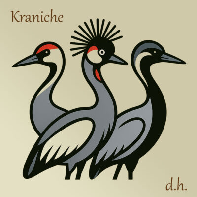 Kraniche Art Wappen/Logo-Anordnung