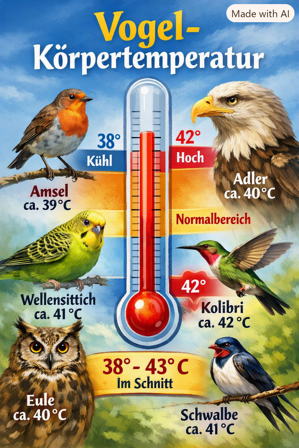 Körpertemperaturen von Vögeln