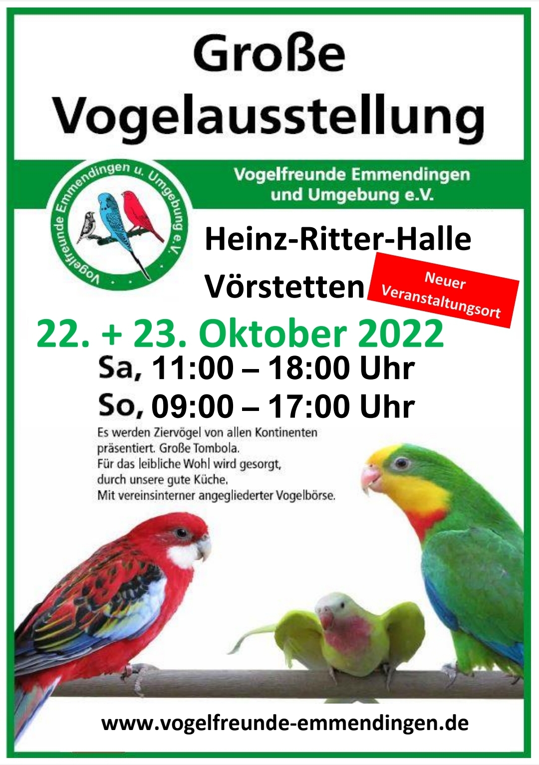 Große Vogelausstellung der Vogelfreunde Emmendingen und Umgebung e. V.
